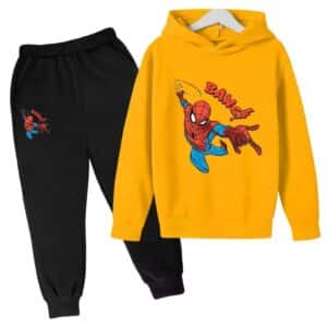 Marvel Comics Spider-Man Yellow Black Hoodie Set for Kids