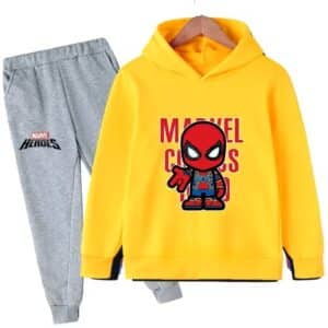 Marvel Comics Spider-Man Yellow Gray Hoodie Set for Children