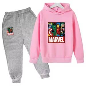 Marvel Comics Superheroes Pink Gray Children's Hoodie Set