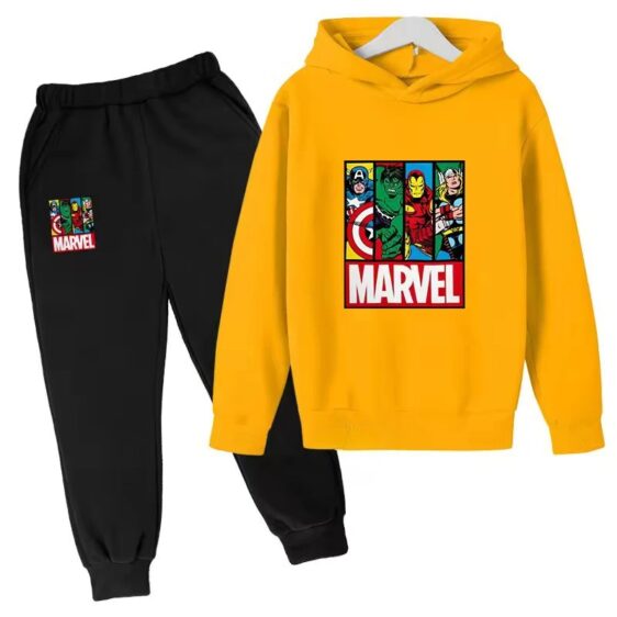 Marvel Comics Superheroes Yellow Black Children's Hoodie Set