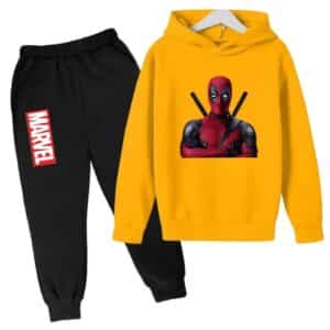 Marvel Deadpool Pose Yellow Black Hoodie Set for Children