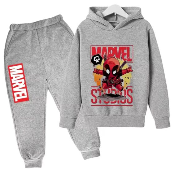 Marvel Studios Chibi Deadpool All-Gray Children's Hoodie Set