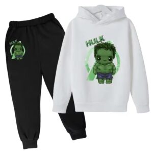 Marvel Hero Hulk Chibi Art White Black Children's Hoodie Set