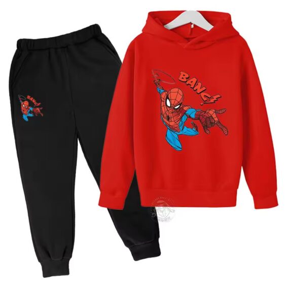 Marvel Hero Spider-Man Action Red Black Boys' Hoodie Set