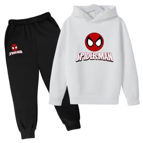 Marvel Hero Spider-Man Head White Black Boys' Hoodie Set