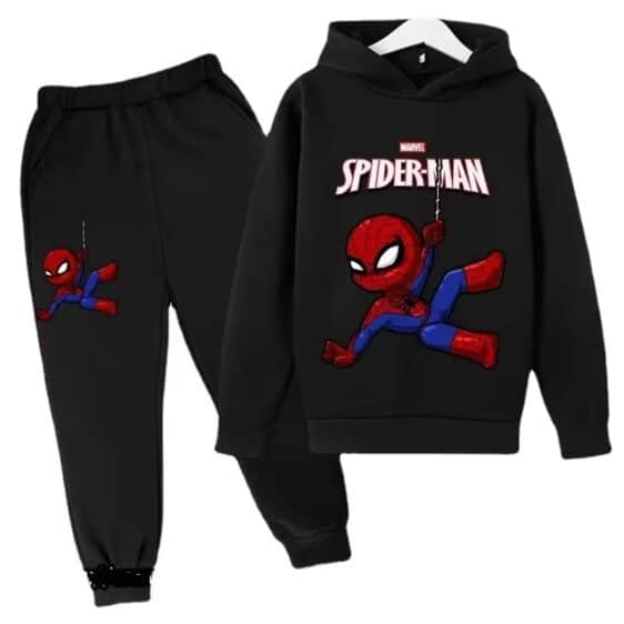 Marvel Hero Spider-Man Web Swing All-Black Boys' Hoodie Set