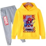 Marvel Hero Spider-Man Yellow Gray Hoodie Set for Boys