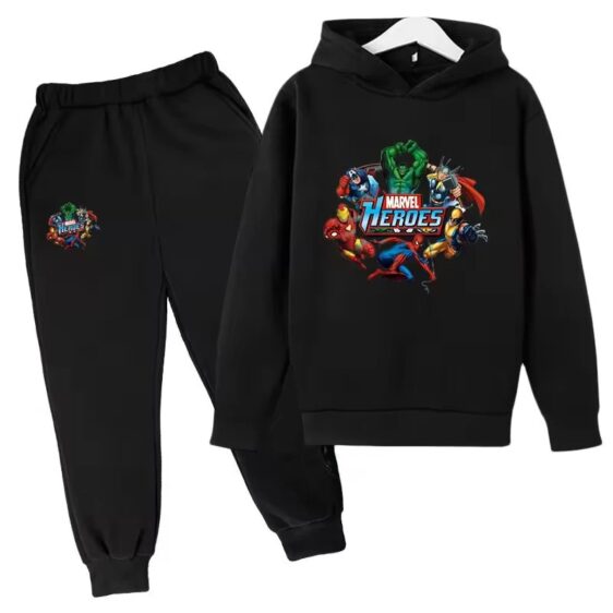 Marvel Heroes Graphic Logo All-Black Children's Hoodie Set