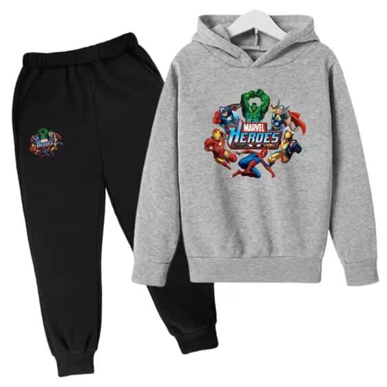 Marvel Heroes Hero Squad Gray Black Hoodie Set for Children