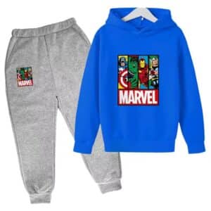 Marvel Heroes Portrait Graphic Blue Gray Boys' Hoodie Set