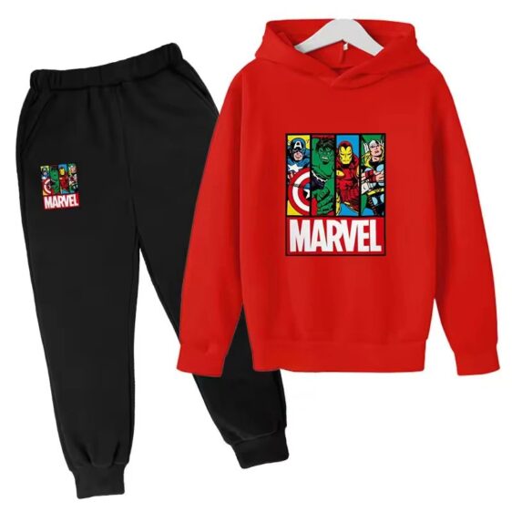 Marvel Heroes Portrait Graphic Red Black Boys' Hoodie Set