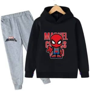 Marvel Heroes Spider-Man Chibi Black Gray Kids Hoodie Set