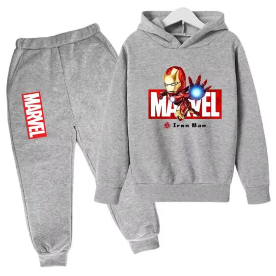 Marvel Iron Man Blast Chibi All-Gray Kids Hoodie Set