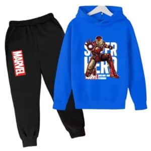 Marvel Iron Man Hero Pose Blue Black Hoodie Set for Children