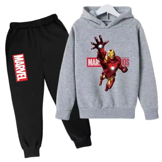 Marvel Iron Man Heroic Flight Gray Black Hoodie Set for Kids