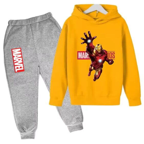 Marvel Iron Man Heroic Flight Yellow Gray Hoodie Set for Kids