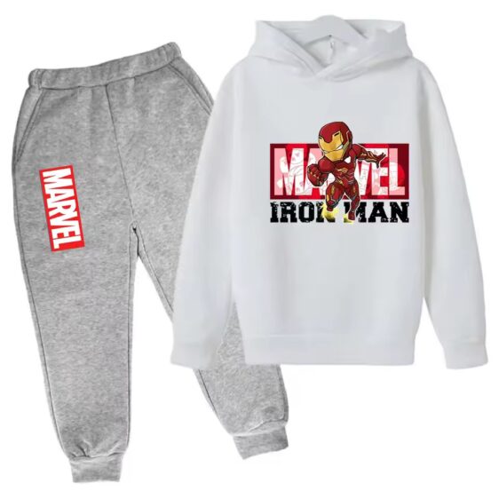 Marvel Iron Man Mark Suit White Gray Hoodie Set for Children