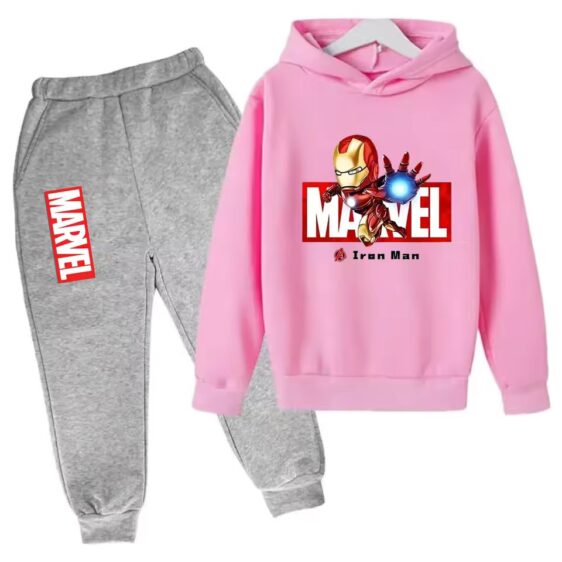 Marvel Iron Man Repulsor Blast Pink Gray Hoodie Set for Kids