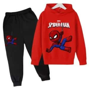 Marvel Spider-Man Cartoon Red Black Children's Hoodie Set