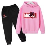 Marvel Spider-Man Head Logo Pink Black Hoodie Set for Kids