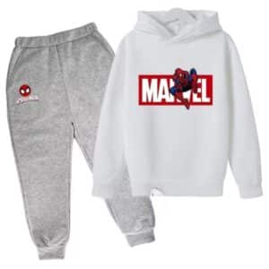 Marvel Spider-Man Head Logo White Gray Kids Hoodie Set