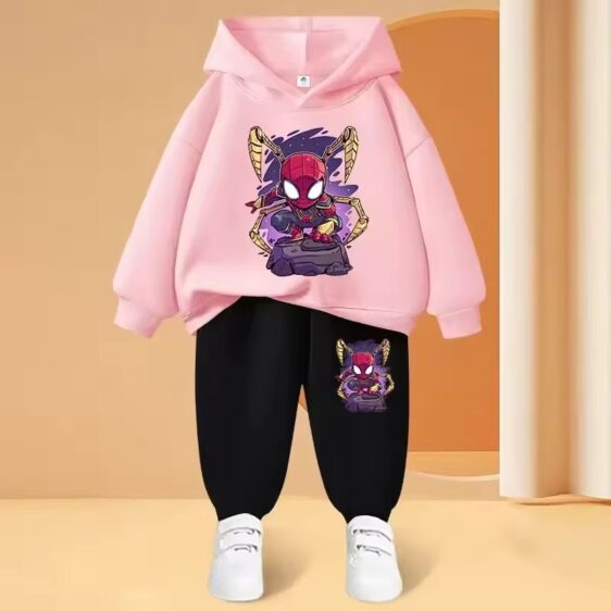 Marvel Spider-Man Iron Suit Pink Black Hoodie Set for Kids