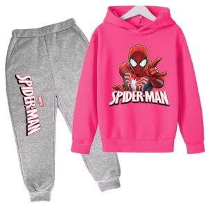 Marvel Spider-Man Web Sling Pink Gray Children's Hoodie Set