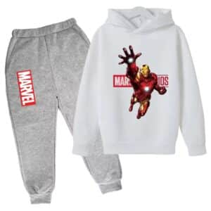 Marvel Studio Iron Man Flight White Gray Kids Hoodie Set