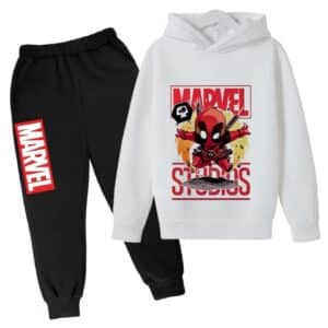 Marvel Studios Chibi Deadpool White Black Boys' Hoodie Set