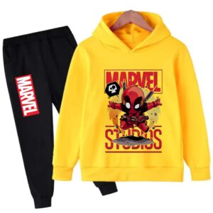 Marvel Studios Chibi Deadpool Yellow Black Kids Hoodie Set