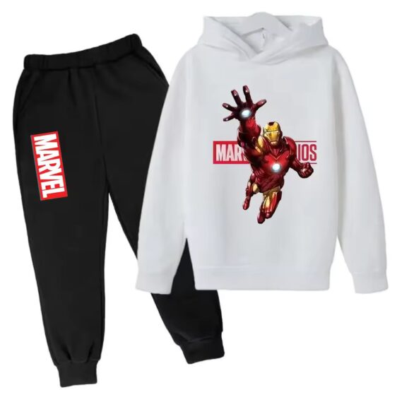 Marvel Studios Iron Man Flying Black White Kids Hoodie Set