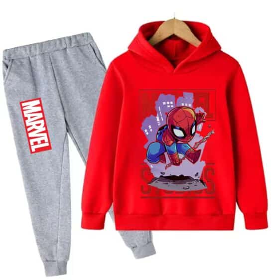 Marvel Studios Spider-Man Red Gray Children's Hoodie Set