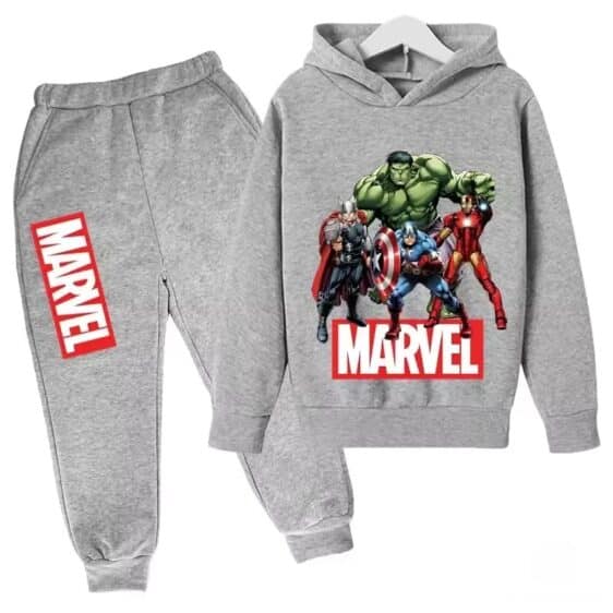 Marvel Superheroes Action Art All-Gray Children's Hoodie Set