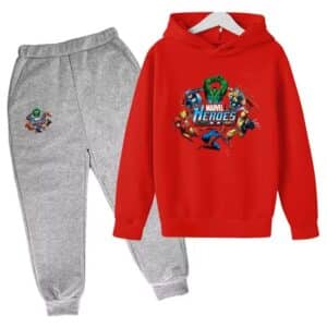 Marvel Team Heroes Squad Art Red Gray Children's Hoodie Set