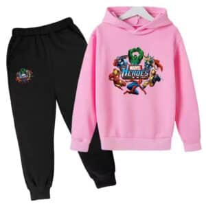 Marvel Team Heroes Squad Graphic Pink Black Boys' Hoodie Set