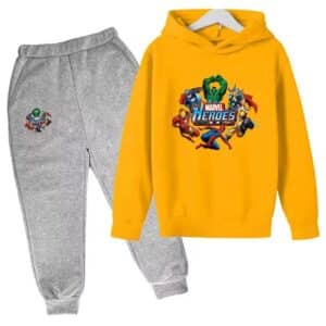 Marvel Team Heroes Squad Graphic Yellow Gray Kids Hoodie Set