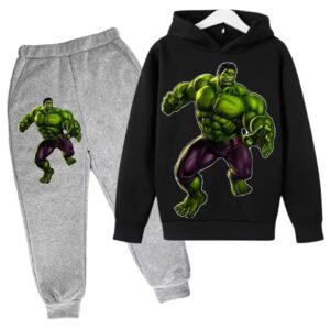 Marvel The Hulk Battle Pose Black Gray Hoodie Set for Kids