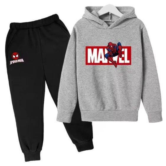 Marvel Ultimate Spider-Man Logo Gray Black Kids Hoodie Set