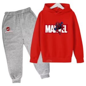 Marvel Ultimate Spider-Man Logo Red Gray Hoodie Set for Boys