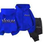 Marvel Venom Name Typography Blue Black Hoodie Set for Boys