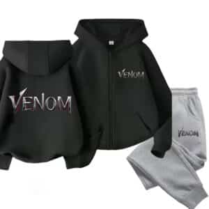 Marvel Venom Typography Black Gray Children's Hoodie Set