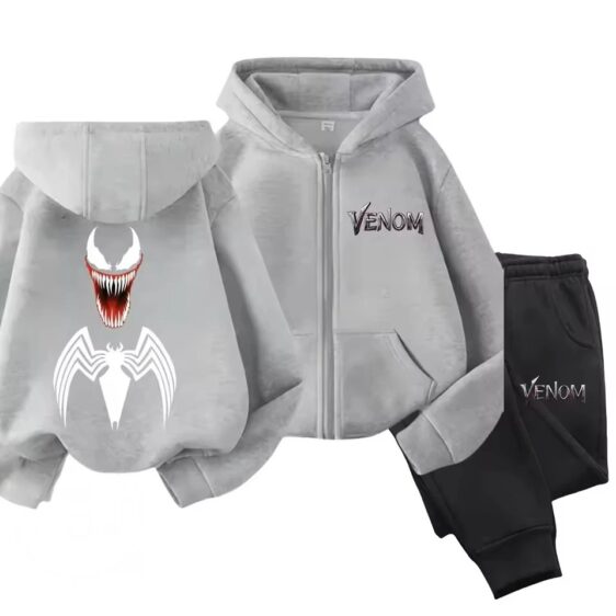 Marvel Venom Typography Gray Black Children's Hoodie Set