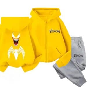 Marvel Venom Typography Logo Yellow Gray Boys' Hoodie Set