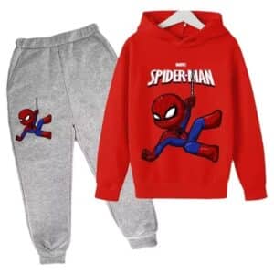 Peter Parker Spider-Man Marvel Red Gray Hoodie Set for Boys