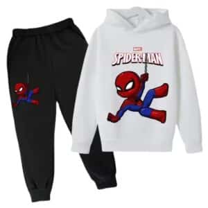 Peter Parker Spider-Man White Black Hoodie Set for Boys