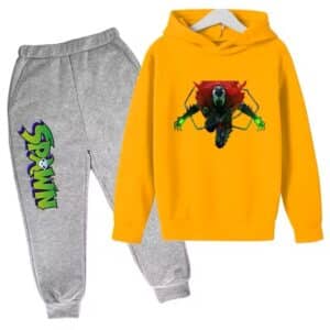 Spawn Red Cape Metal Chain Art Yellow Gray Boys' Hoodie Set