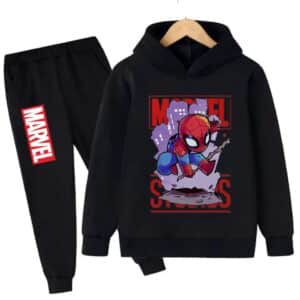 Spider-Man City Web Swing All-Black Hoodie Set for Children