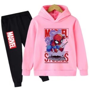 Spider-Man City Web Swing Pink Black Children's Hoodie Set