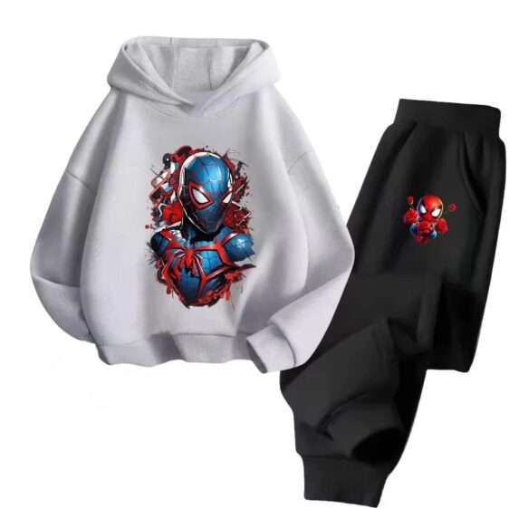 Spider-Man Futuristic Suit Gray Black Children's Hoodie Set