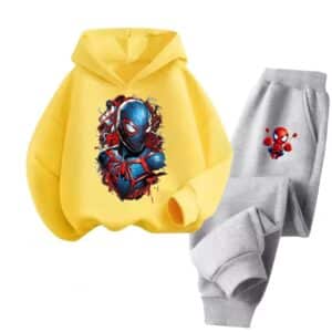 Spider-Man Futuristic Suit Yellow Gray Hoodie Set for Boys